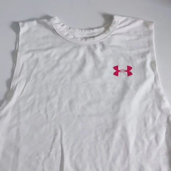 Under Armour " show your power" tank top white pink woman's size XL - Picture 2 of 10